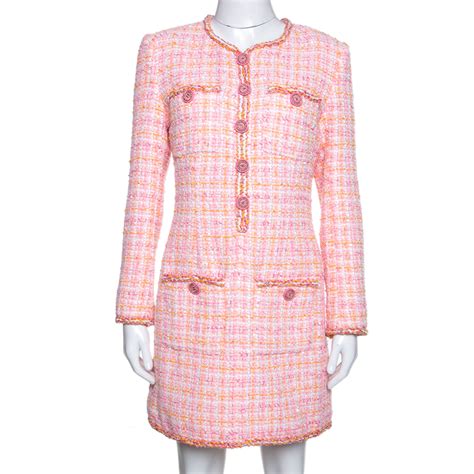 chanel tweed pink blush|chanel pink tweed dress.